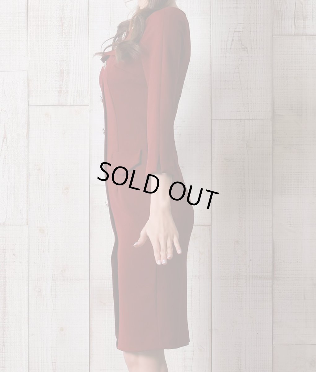 画像9: [韓国製][rinfarre][SALE品のため返品不可＆再入荷なしの現品限り]七分袖・フロントボタン付き・ワイン・ブラック・ストレッチ・タイト・ショート丈・ミニドレス・ワンピース[山崎みどり・れお着用][送料無料]mybk (9)