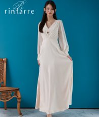 画像4: [韓国製][rinfarre]長袖・シフォンスリーブ・Aライン・ハイウエスト・シンプル・Vネック・ロングドレス[黒木麗奈・山崎みどり着用]《送料＆代引き手数料無料》mypjubk (4)