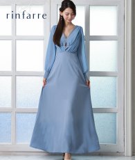 画像5: [韓国製][rinfarre]長袖・シフォンスリーブ・Aライン・ハイウエスト・シンプル・Vネック・ロングドレス[黒木麗奈・山崎みどり着用]《送料＆代引き手数料無料》mypjubk (5)