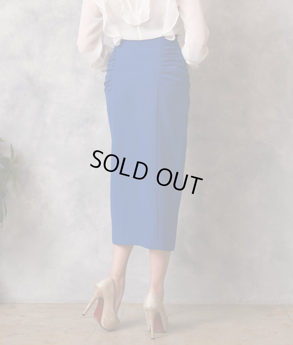 画像3: [韓国製][rinfarre]ブルー・タイト・ミディアムスカート・膝下丈・無地 ・スリットカット・青[送料無料] (3)