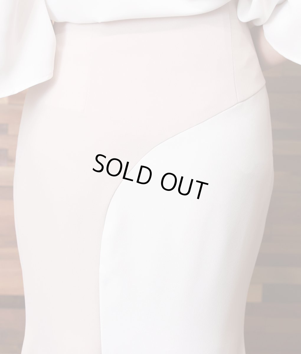 画像6: [韓国製][rinfarre]バイカラー・マーメイド・ミディアムスカート・膝下丈・無地・アシメントリー[山崎みどり着用][送料無料] (6)