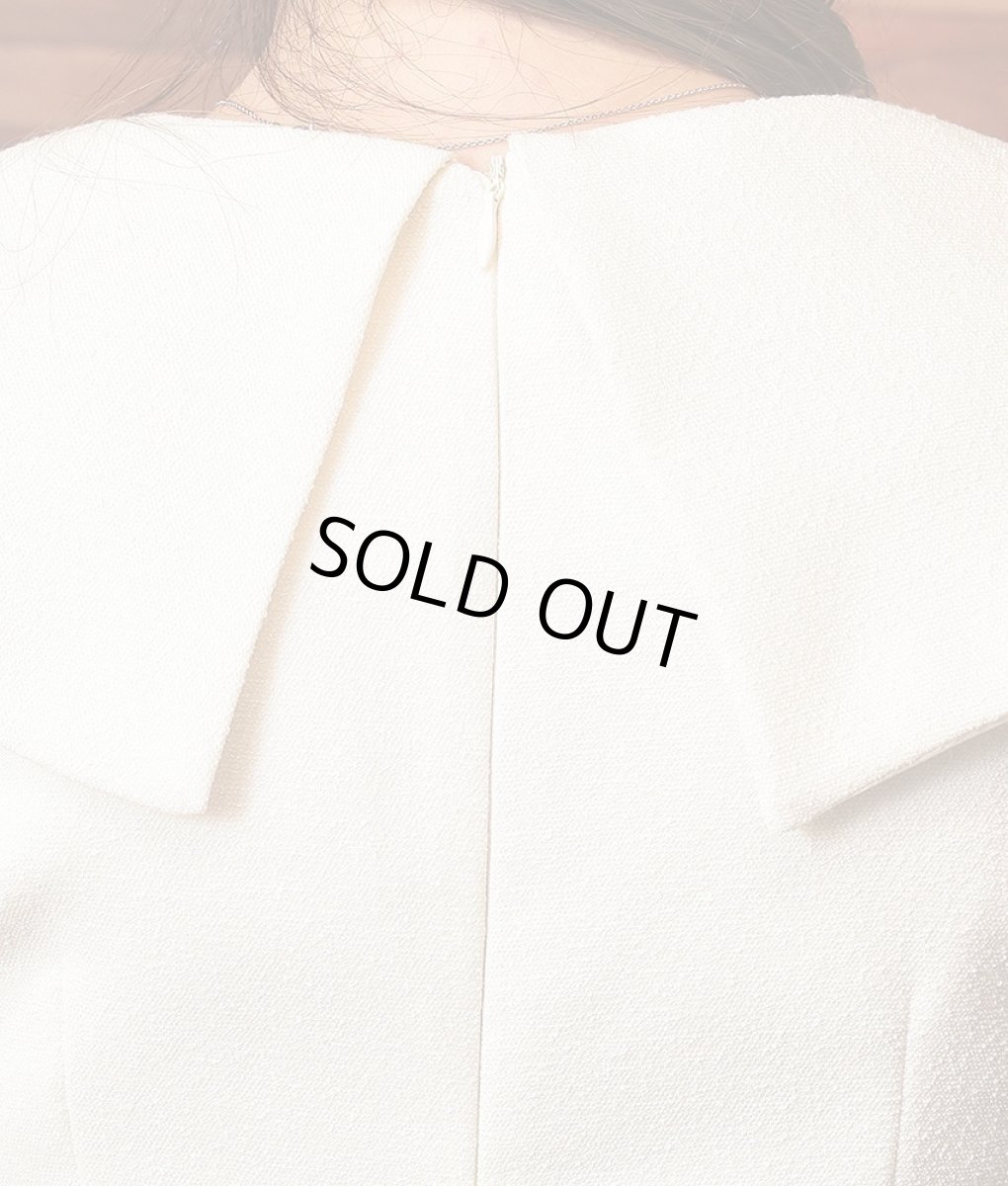 画像12: [SALE品のため返品不可＆再入荷なしの現品限り][韓国製][rinfarre]ライトツイード・リボンネック・無地・タイト・シンプル・七分袖・ミディアムドレス・ワンピース[山崎みどり着用] myall (12)