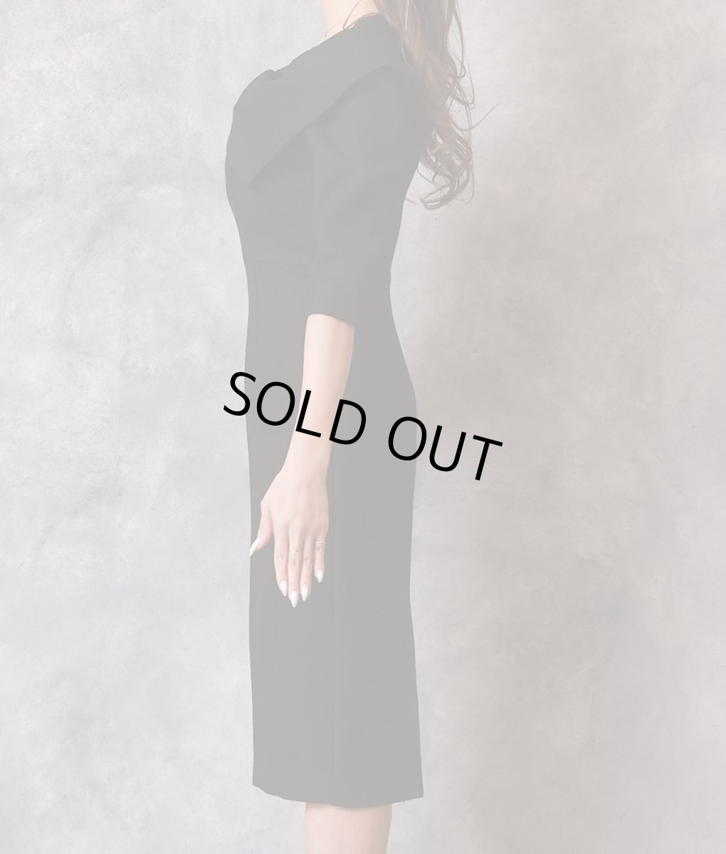 画像8: [SALE品のため返品不可＆再入荷なしの現品限り][韓国製][rinfarre]ライトツイード・リボンネック・無地・タイト・シンプル・七分袖・ミディアムドレス・ワンピース[山崎みどり着用] myall (8)