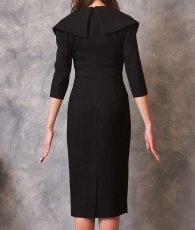 画像9: [SALE品のため返品不可＆再入荷なしの現品限り][韓国製][rinfarre]ライトツイード・リボンネック・無地・タイト・シンプル・七分袖・ミディアムドレス・ワンピース[山崎みどり着用] myall (9)