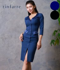 画像1: [SALE品のため返品不可＆再入荷なしの現品限り][韓国製][rinfarre]フロントボタン・襟付き・七分袖・スリット・タイト・長袖・ミディアムドレス・ワンピース[MIRIN着用] (1)