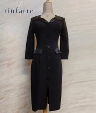 画像2: [SALE品のため返品不可＆再入荷なしの現品限り][韓国製][rinfarre]フロントボタン・襟付き・七分袖・スリット・タイト・長袖・ミディアムドレス・ワンピース[MIRIN着用] (2)