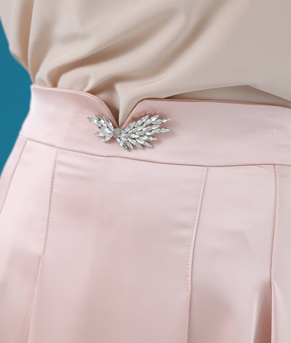 画像4: [セール品のため返品不可＆再入荷なしの現品限り][韓国製][rinfarre]シンプル・無地・サテン・Aライン・プリーツ・ミディアムスカート・膝下丈・ピンク[] (4)