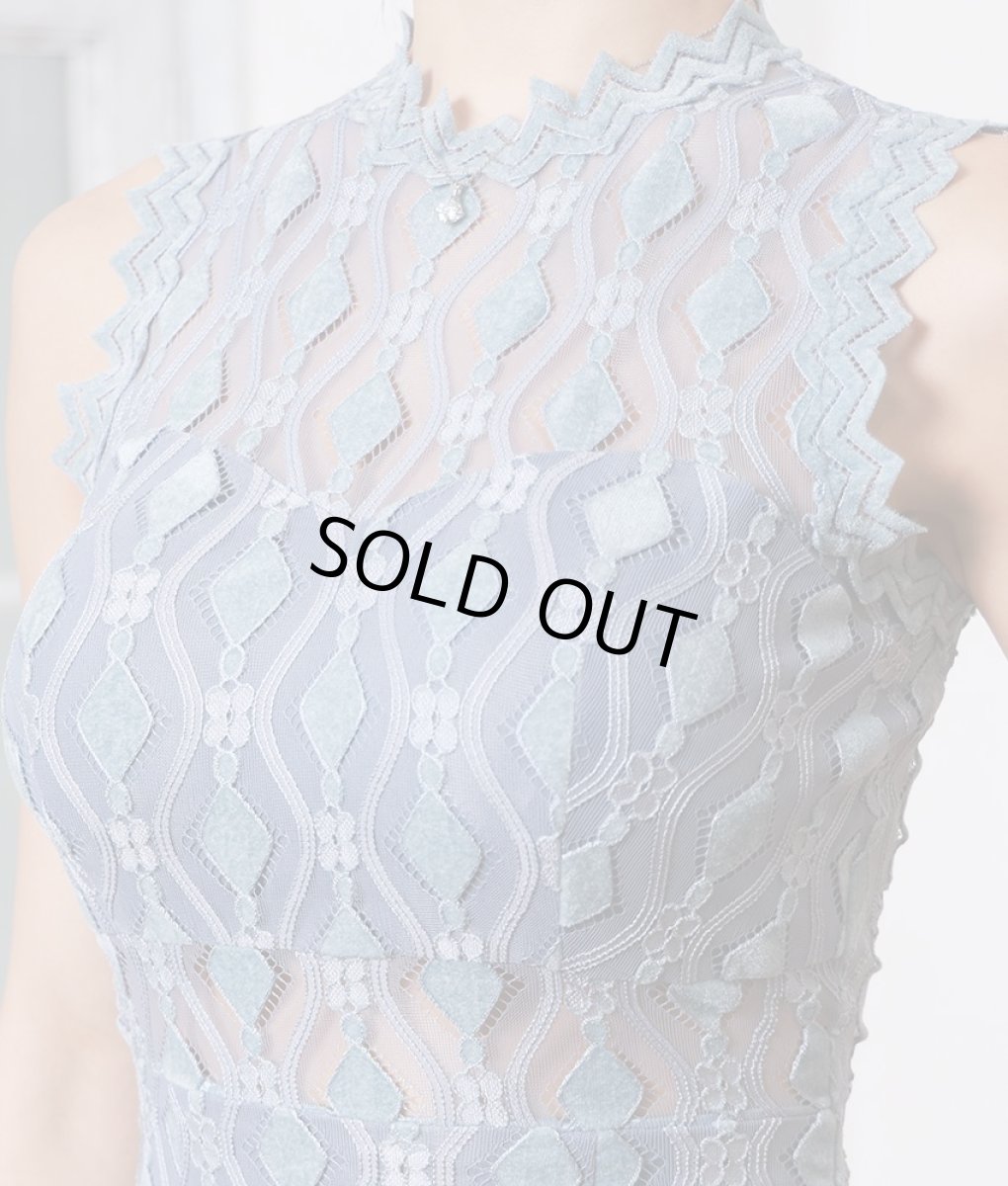 画像10: [韓国製][rinfarre]ノースリーブ・ダイヤ型・総レース・セパレート・タイト・ミディアムドレス・ワンピース[MIRIN着用][送料無料] (10)