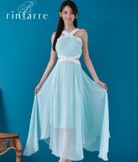 画像2: [韓国製][rinfarre]バイカラー・ホルターネック・シフォン・サイドスリット・ヘムデザイン・ノースリーブ・ロングドレス・ワンピース[MIRIN着用]《送料＆代引き手数料無料》 (2)