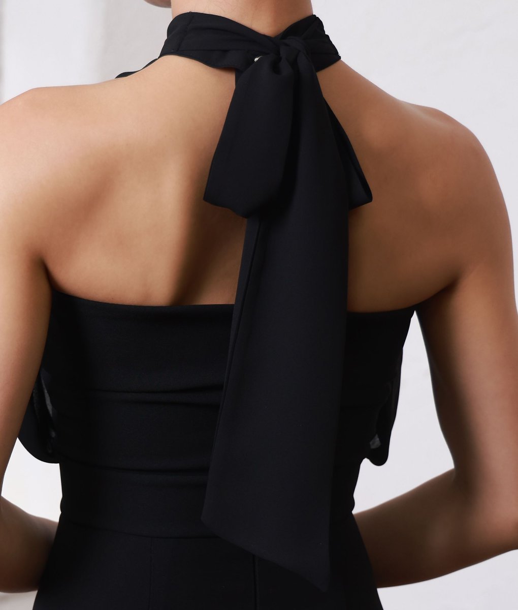 画像13: [韓国製][rinfarre]ノースリーブ・シンプル・無地・シフォン・ハイネック・ホルターネック・背中開き・タイト・ロングドレス・ワンピース[MIRIN着用]《送料＆代引き手数料無料》 (13)