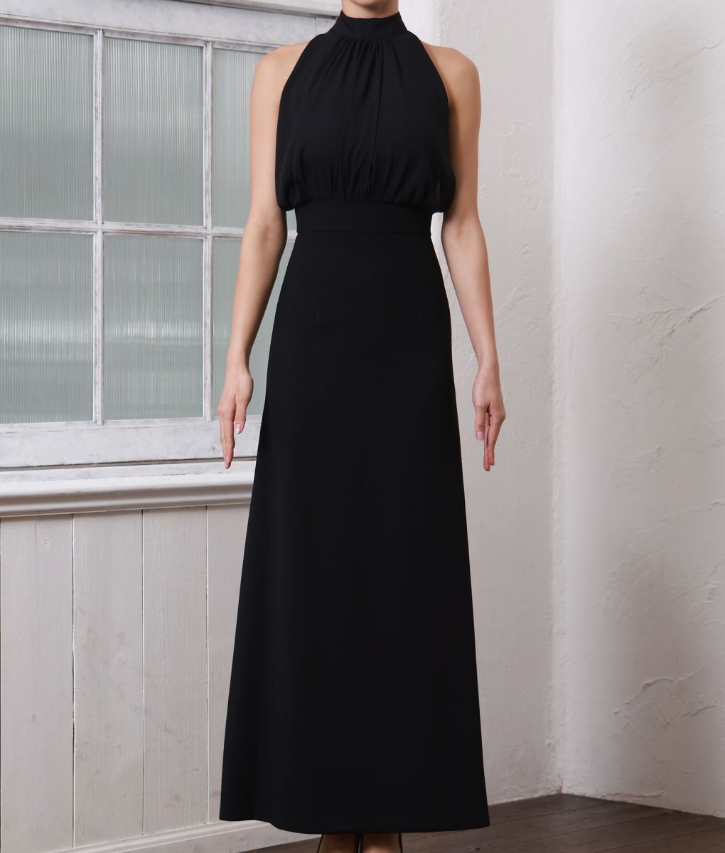 画像8: [韓国製][rinfarre]ノースリーブ・シンプル・無地・シフォン・ハイネック・ホルターネック・背中開き・タイト・ロングドレス・ワンピース[MIRIN着用]《送料＆代引き手数料無料》 (8)