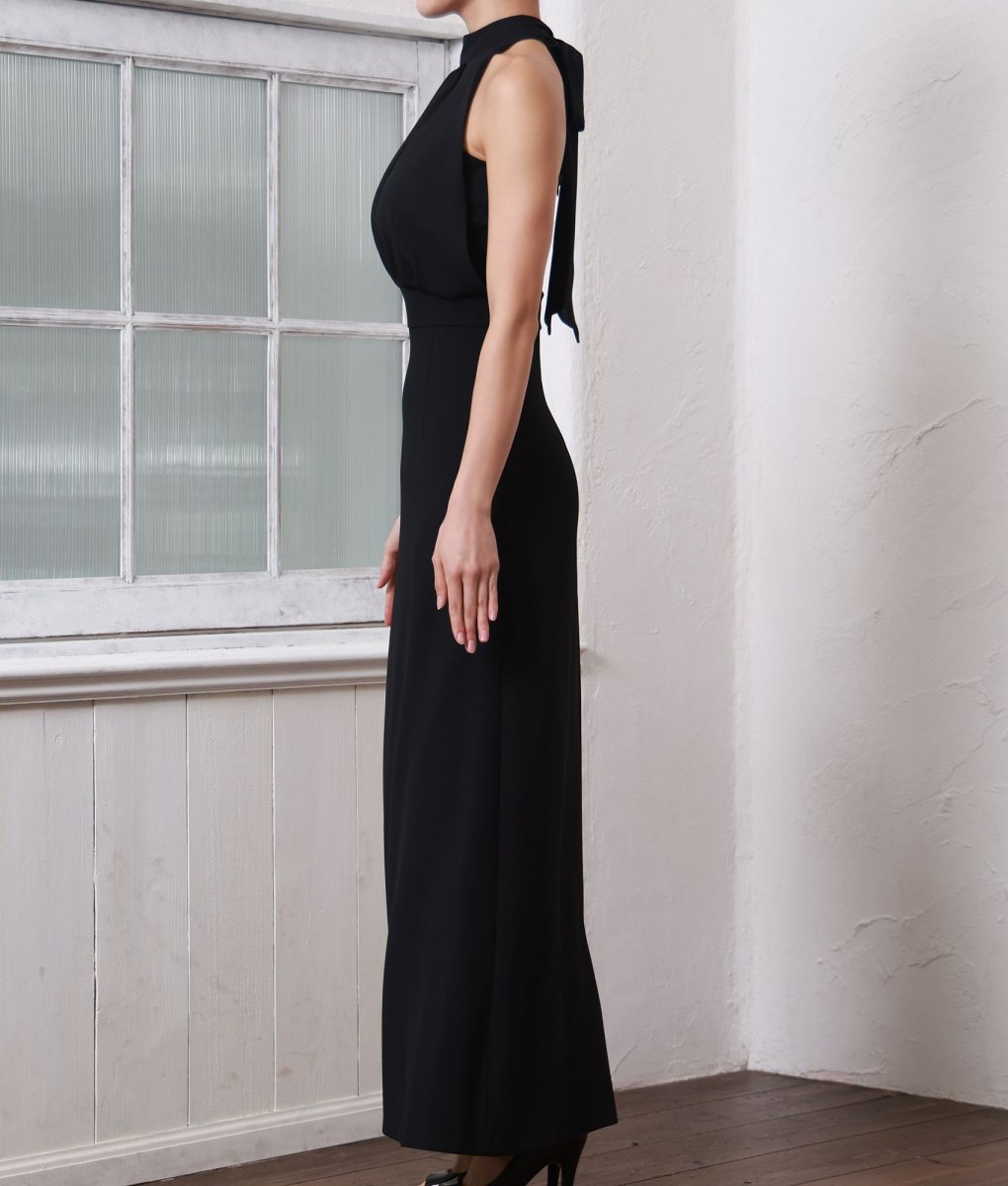 画像9: [韓国製][rinfarre]ノースリーブ・シンプル・無地・シフォン・ハイネック・ホルターネック・背中開き・タイト・ロングドレス・ワンピース[MIRIN着用]《送料＆代引き手数料無料》 (9)