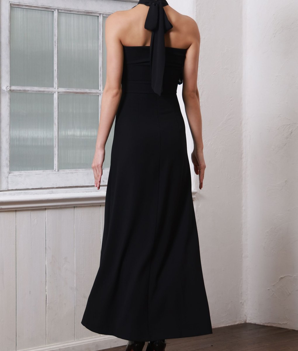 画像10: [韓国製][rinfarre]ノースリーブ・シンプル・無地・シフォン・ハイネック・ホルターネック・背中開き・タイト・ロングドレス・ワンピース[MIRIN着用]《送料＆代引き手数料無料》 (10)