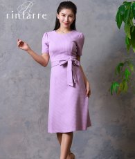 画像1: [SALE品のため返品不可＆再入荷なしの現品限り][韓国製][rinfarre]半袖・ラベンダー・ウエストリボン・シンプル・ワッフル生地・ミディアムドレス・ワンピース[MIRIN着用] (1)