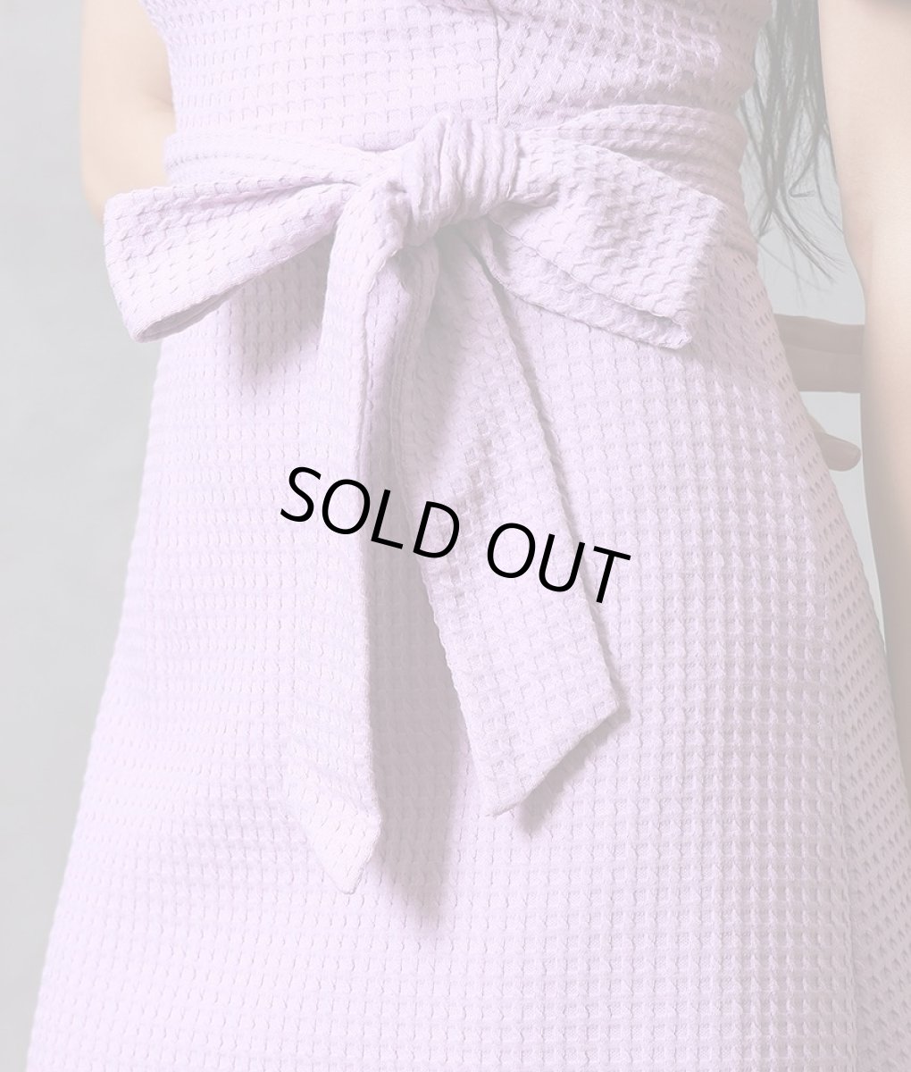 画像11: [SALE品のため返品不可＆再入荷なしの現品限り][韓国製][rinfarre]半袖・ラベンダー・ウエストリボン・シンプル・ワッフル生地・ミディアムドレス・ワンピース[MIRIN着用] (11)