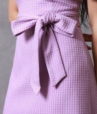 画像11: [SALE品のため返品不可＆再入荷なしの現品限り][韓国製][rinfarre]半袖・ラベンダー・ウエストリボン・シンプル・ワッフル生地・ミディアムドレス・ワンピース[MIRIN着用] (11)