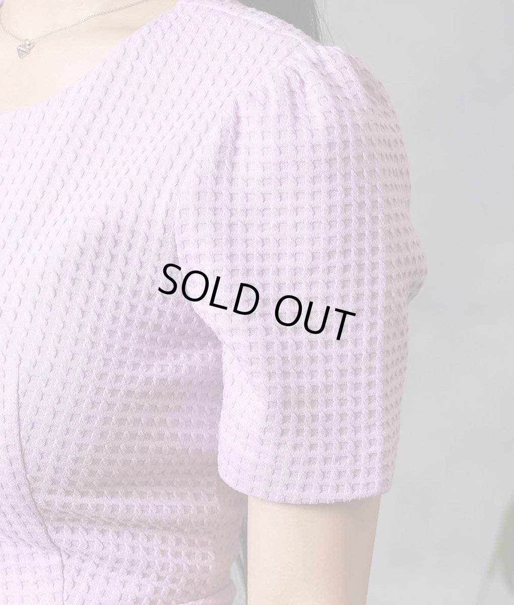 画像12: [SALE品のため返品不可＆再入荷なしの現品限り][韓国製][rinfarre]半袖・ラベンダー・ウエストリボン・シンプル・ワッフル生地・ミディアムドレス・ワンピース[MIRIN着用] (12)