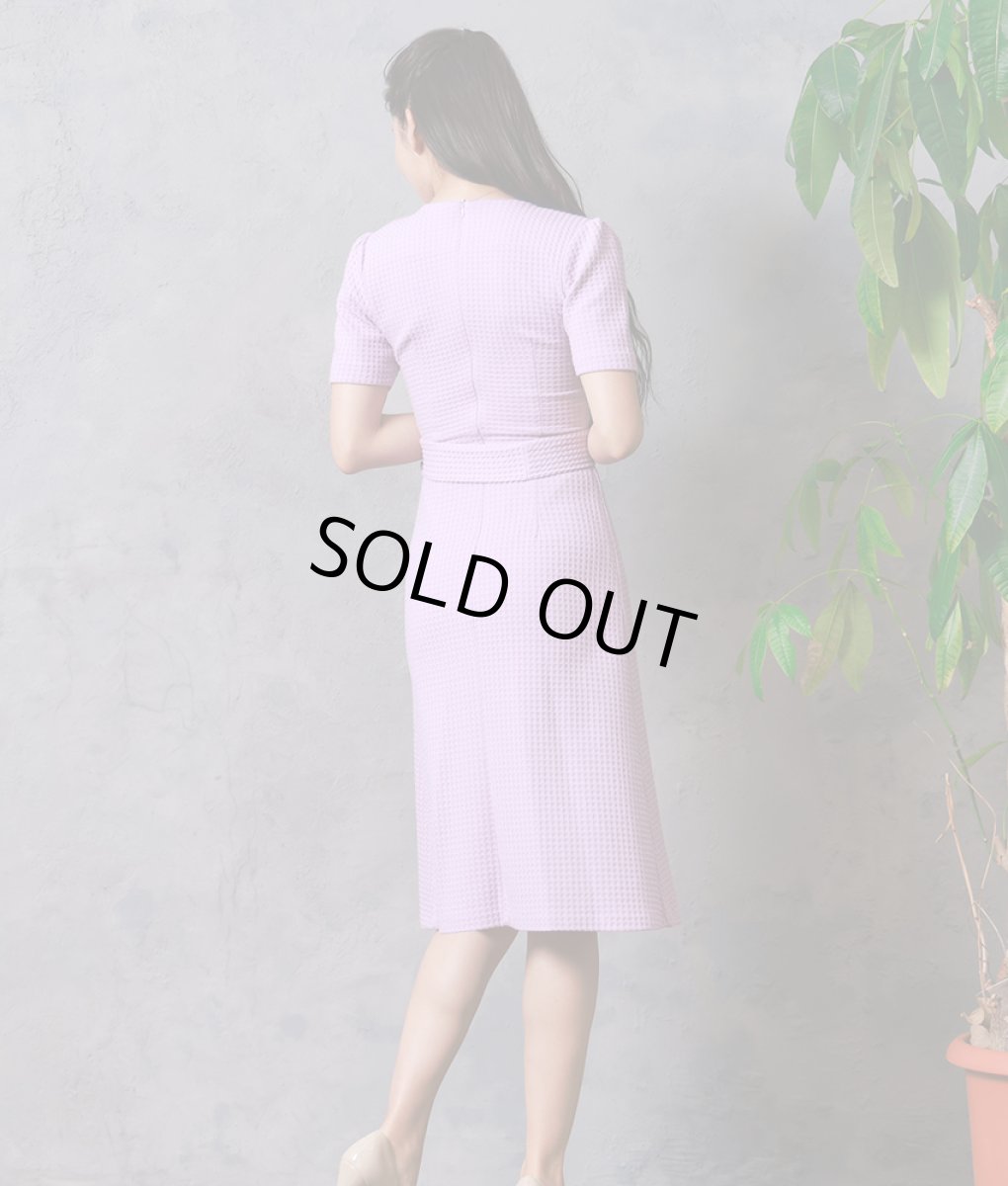 画像3: [SALE品のため返品不可＆再入荷なしの現品限り][韓国製][rinfarre]半袖・ラベンダー・ウエストリボン・シンプル・ワッフル生地・ミディアムドレス・ワンピース[MIRIN着用] (3)