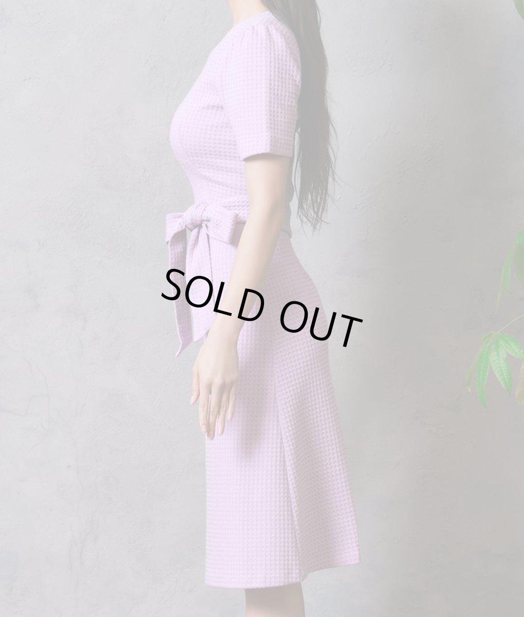 画像7: [SALE品のため返品不可＆再入荷なしの現品限り][韓国製][rinfarre]半袖・ラベンダー・ウエストリボン・シンプル・ワッフル生地・ミディアムドレス・ワンピース[MIRIN着用] (7)