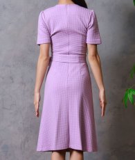 画像8: [SALE品のため返品不可＆再入荷なしの現品限り][韓国製][rinfarre]半袖・ラベンダー・ウエストリボン・シンプル・ワッフル生地・ミディアムドレス・ワンピース[MIRIN着用] (8)