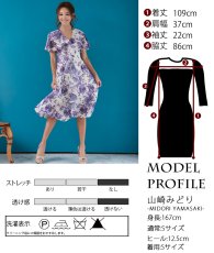 画像5: [SALE品のため返品不可＆再入荷なしの現品限り][韓国製][rinfarre]花柄・フレア・シースルー・シフォン・Vネック・半袖・タイト・ひざ丈・ミディアムドレス・ワンピース[山崎みどり着用] (5)