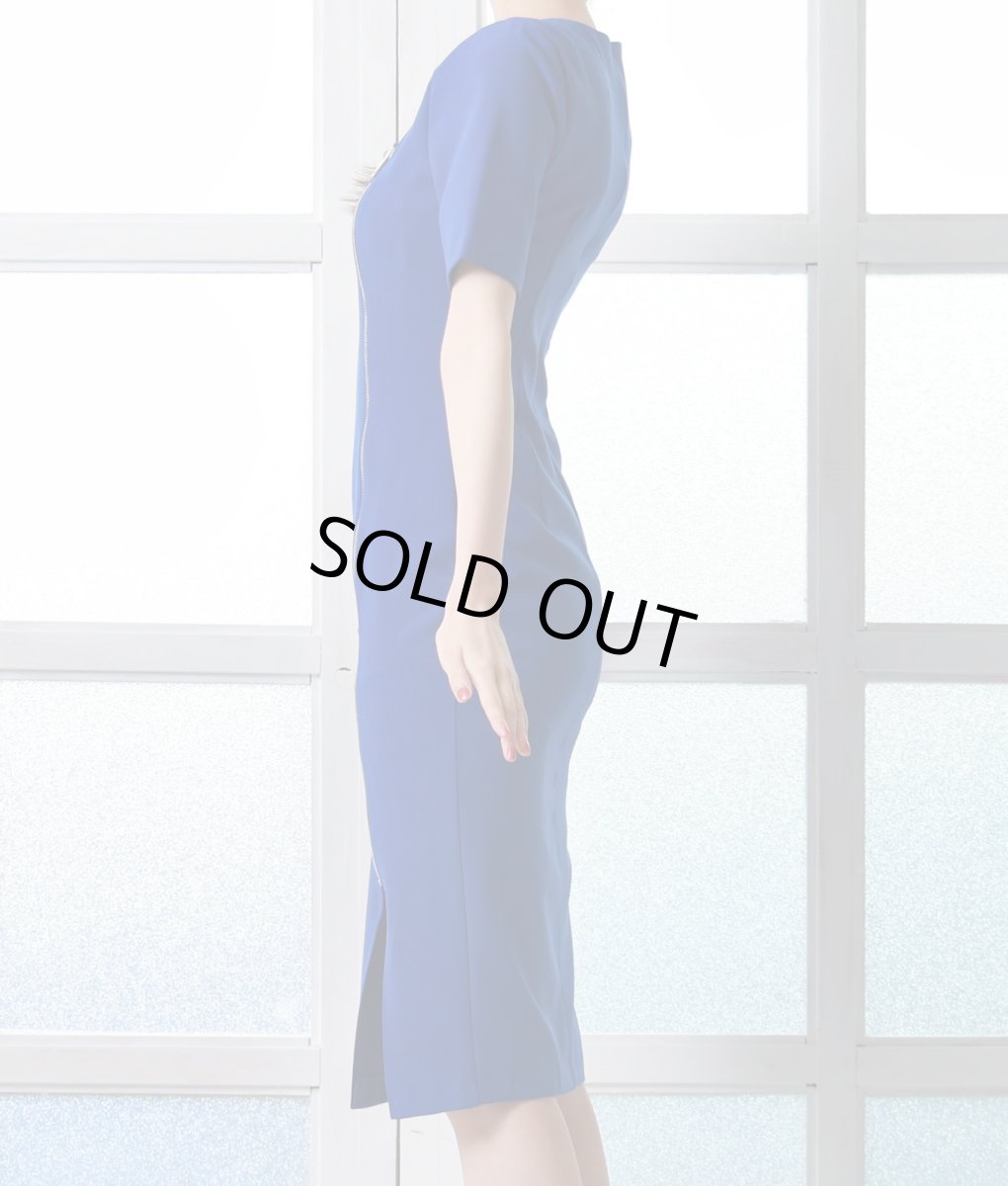 画像8: [SALE品のため返品不可＆再入荷なしの現品限り][韓国製][rinfarre]半袖・フロントファスナー・スクエアネック・タイト・ミディアムドレス・ワンピース[黒木麗奈・山崎みどり着用][送料無料]myog (8)