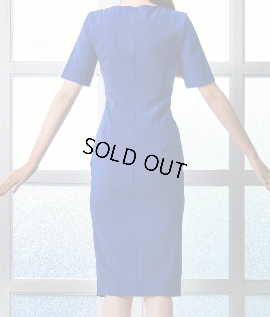 画像9: [SALE品のため返品不可＆再入荷なしの現品限り][韓国製][rinfarre]半袖・フロントファスナー・スクエアネック・タイト・ミディアムドレス・ワンピース[黒木麗奈・山崎みどり着用][送料無料]myog (9)