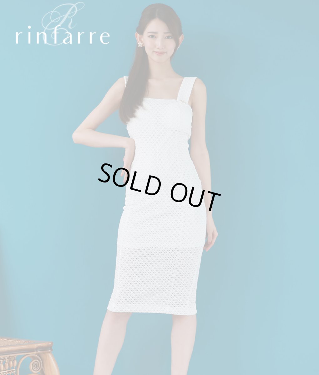 画像2: [SALE品のため返品不可＆再入荷なしの現品限り][韓国製][rinfarre]ノースリーブ・ボタン付き・ワッフル生地・シースルー・タイト・ミディアムドレス・ワンピース[山崎みどり・黒木麗奈着用]mybk (2)