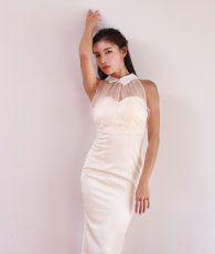 画像4: [SALE品のため返品不可＆再入荷なしの現品限り][韓国製][rinfarre]ノースリーブ・襟付き・シースルー・キュート・タイト・ミディアムドレス・ワンピース[MIRIN着用] (4)