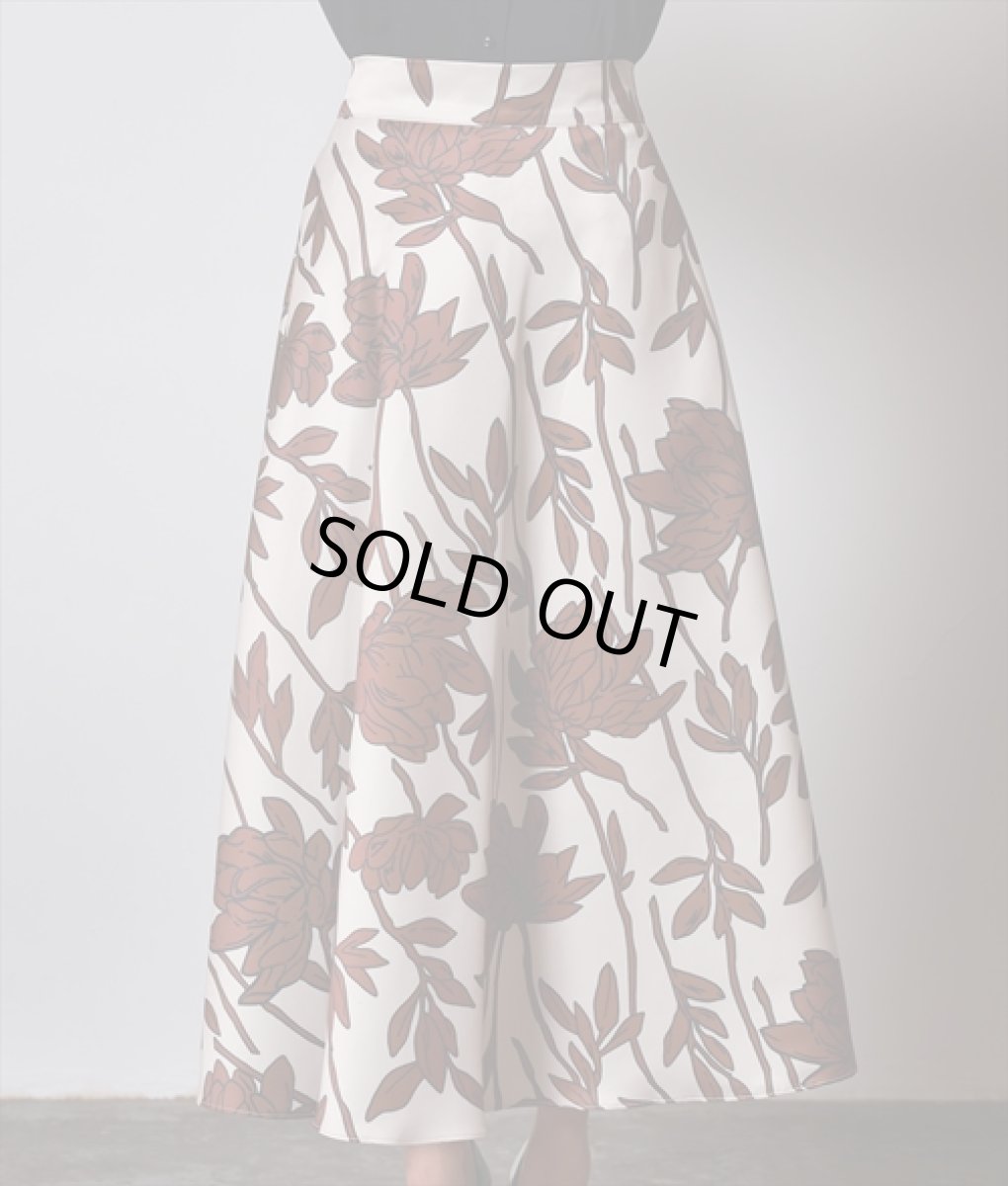 画像2: [韓国製][rinfarre]マキシ丈・レディー・ロングスカート・ブラウン・花柄・Aライン[送料無料] (2)