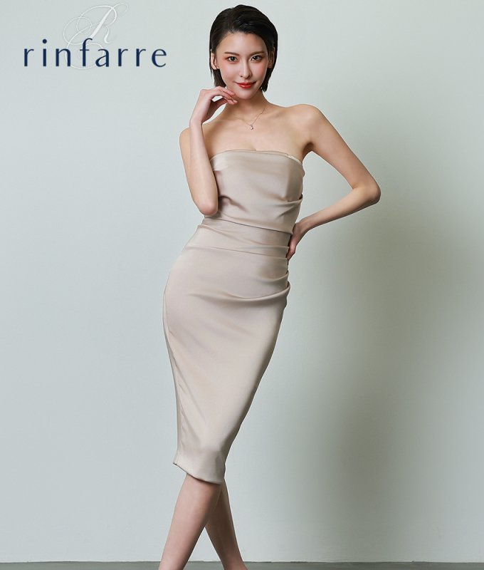 韓国製][rinfarre]ベア・ノースリーブ・シャイニー・サテン・タック