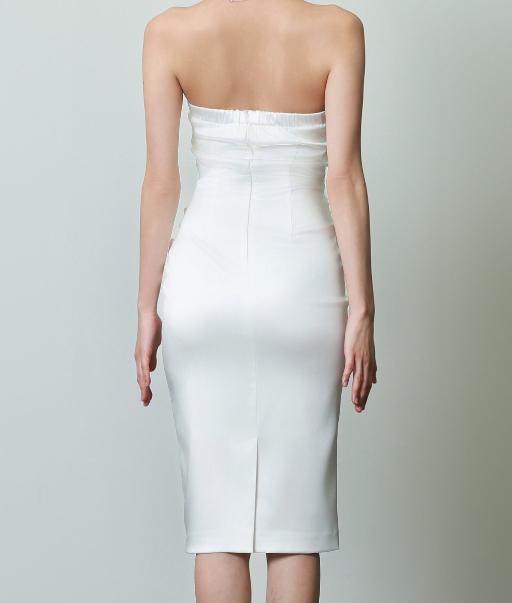 画像13: [韓国製][rinfarre]ベア・ノースリーブ・シャイニー・サテン・タック・セクシー・ミディアムドレス・タイト・ワンピース[奈月セナ着用][送料無料] (13)