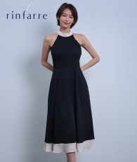 画像2: [韓国製][rinfarre]バイカラー・ホルターネック・シンプル・Aライン・ヘムデザイン・ノースリーブ・ロングドレス・ワンピース[菜月セナ着用]《送料＆代引き手数料無料》 (2)