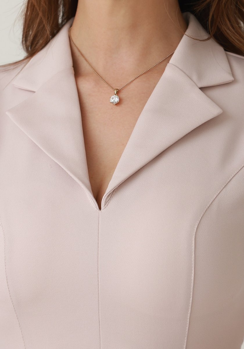 画像12: [韓国製][rinfarre]Aライン・七分袖・ベルト付き・開襟・プリーツ・シンプル・ミディアム・ひざ下・ワンピース・ドレス[奈月セナ・山崎みどり着用]《送料＆代引き手数料無料》mypju (12)