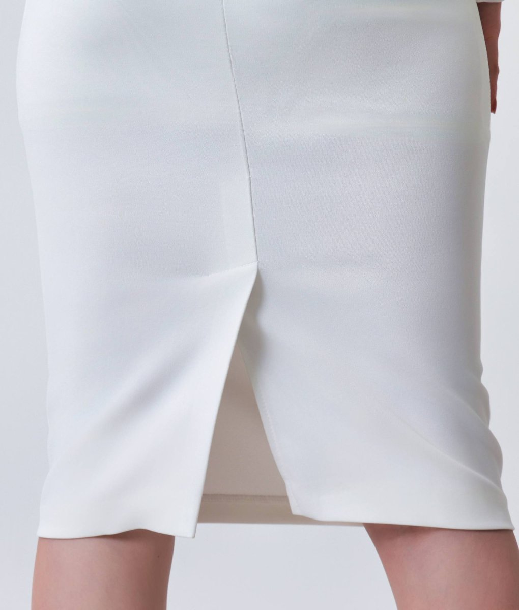 画像12: [韓国製][rinfarre]リボン・ 七分袖・ スクエアネック・ ハイウエスト・ シンプル・ タイト・ ミディアムドレス・ワンピース[黒木麗奈着用][送料無料] (12)