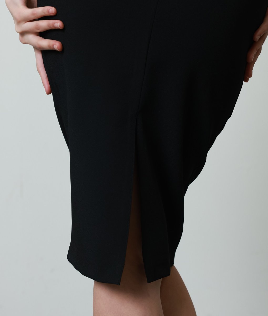 画像11: [韓国製][rinfarre]五分袖・ワンショルダー・ギンガムチェック・ブラック×ホワイト・レース・膝丈・タイト・ミディアムドレス・ワンピース[奈月セナ着用][送料無料] (11)