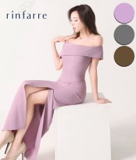 画像1: [韓国製][韓国製][rinfarre]ニュアンスカラー・半袖・オフショルダー・スリット・シンプル・無地・タイト・ロングドレス・ワンピース[山崎みどり着用][送料無料]myld (1)