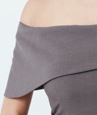 画像14: [韓国製][韓国製][rinfarre]ニュアンスカラー・半袖・オフショルダー・スリット・シンプル・無地・タイト・ロングドレス・ワンピース[山崎みどり着用][送料無料]myld (14)