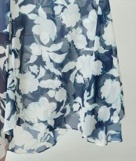 画像12: [rinfarre]ネイビー・花柄・プリント・Vネック・ホルターネック・シフォン・ヘムデザイン・ノースリーブ・ロングドレス・ワンピース[送料無料] (12)