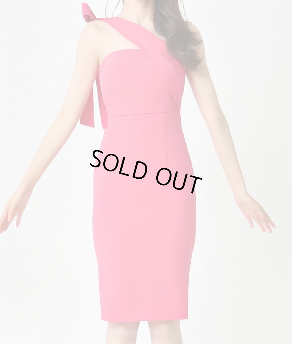 画像6: [韓国製][rinfarre]ピンク・ワンショルダー・リボン・ 膝丈・タイト・ミディアムドレス・ワンピース[黒木麗奈着用][送料無料] (6)