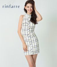 画像1: [韓国製][rinfarre]ホワイト・ イエロー×ブラック・ ツイード・ ノースリーブ・  タイト・ ミニドレス・ ワンピース[黒木麗奈着用][送料無料] (1)