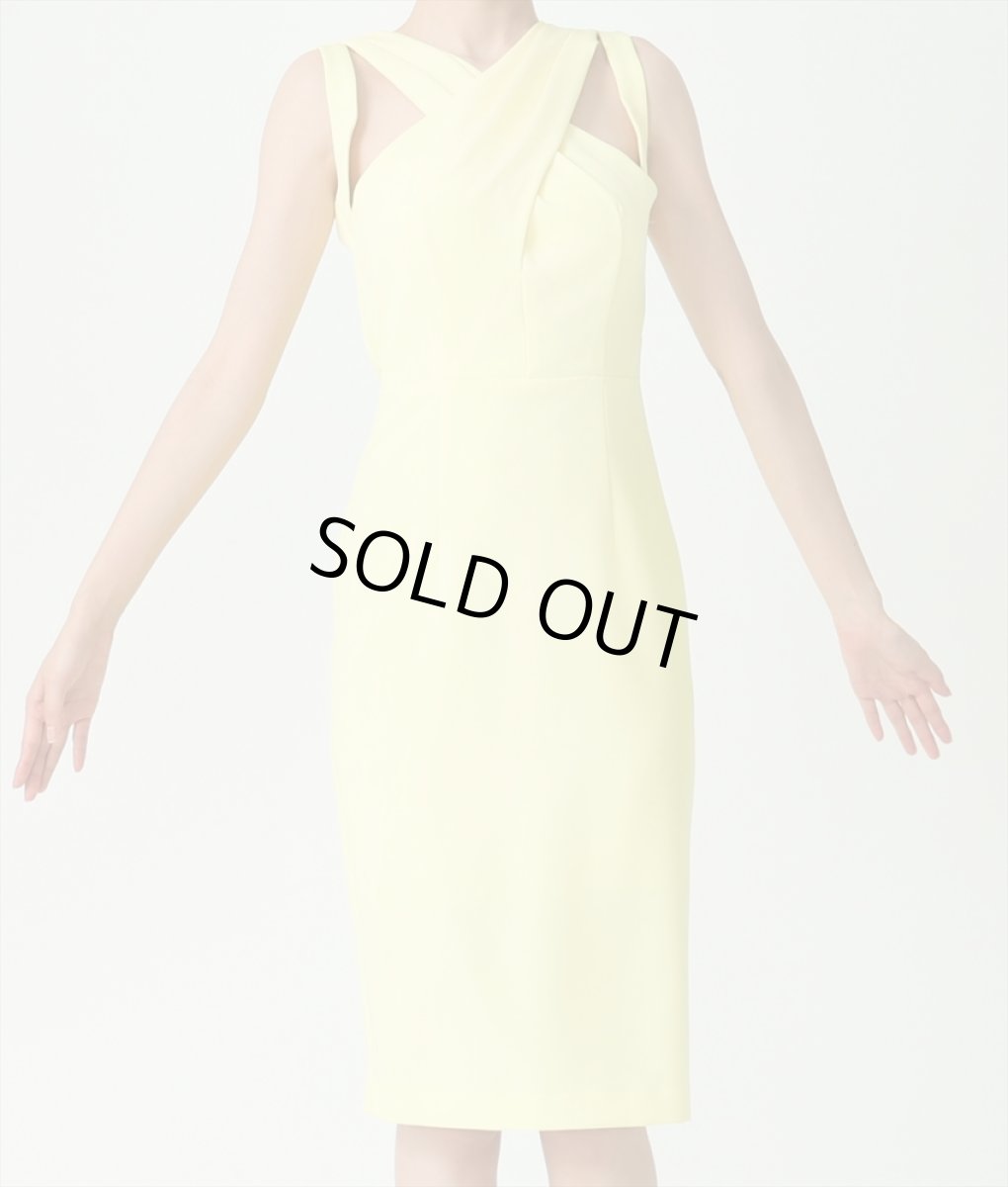 画像6: [韓国製][rinfarre]イエロー・シンプルデザイン・ノースリーブ・クロス・タイト・ミディアム・ひざ下・ワンピース・ドレス[黒木麗奈着用][送料無料] (6)