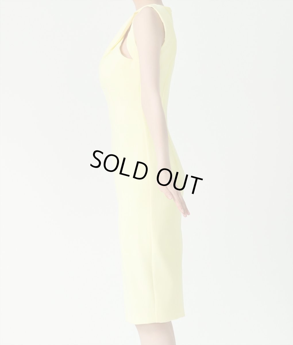 画像7: [韓国製][rinfarre]イエロー・シンプルデザイン・ノースリーブ・クロス・タイト・ミディアム・ひざ下・ワンピース・ドレス[黒木麗奈着用][送料無料] (7)