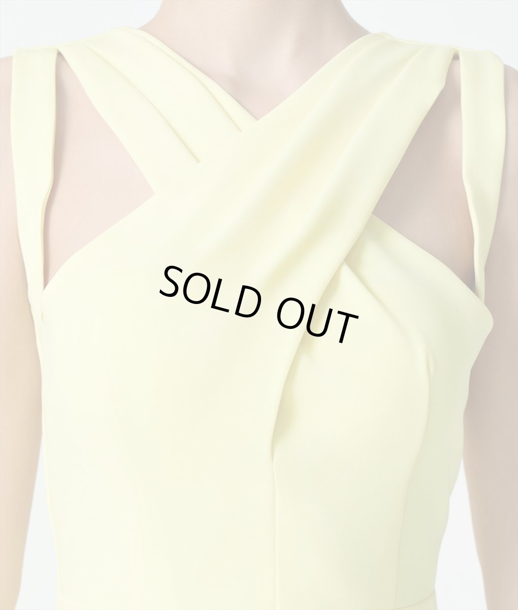 画像9: [韓国製][rinfarre]イエロー・シンプルデザイン・ノースリーブ・クロス・タイト・ミディアム・ひざ下・ワンピース・ドレス[黒木麗奈着用][送料無料] (9)