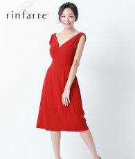 画像1: [韓国製][rinfarre]レッド・シンプル・ノースリーブ・Aライン・ミディアムドレス・ワンピース[山崎みどり着用][送料無料]myrd (1)