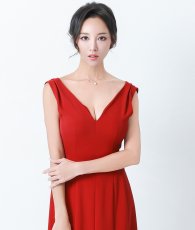 画像4: [韓国製][rinfarre]レッド・シンプル・ノースリーブ・Aライン・ミディアムドレス・ワンピース[山崎みどり着用][送料無料]myrd (4)