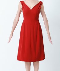 画像6: [韓国製][rinfarre]レッド・シンプル・ノースリーブ・Aライン・ミディアムドレス・ワンピース[山崎みどり着用][送料無料]myrd (6)