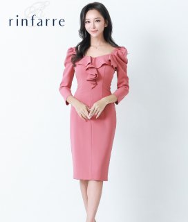 rinfarreピンクと黒のハイローヘムドレス rinfarreピンクと黒のハイローヘムドレス