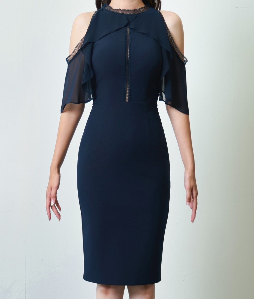 画像6: [韓国製][rinfarre]ネイビー・コールドショルダー・ミディアム ドレス・ワンピース[薗田杏奈ちゃん着用]《送料＆代引き手数料無料》 (6)