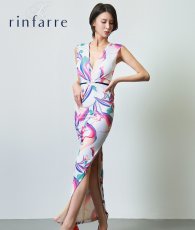 画像1: [韓国製][韓国製][rinfarre]アブストラクトプリント・ネオンカラー・柄・Vネック・ノースリーブ・タイト・マキシ・ロングドレス・ワンピース[奈月セナ着用][送料無料] (1)